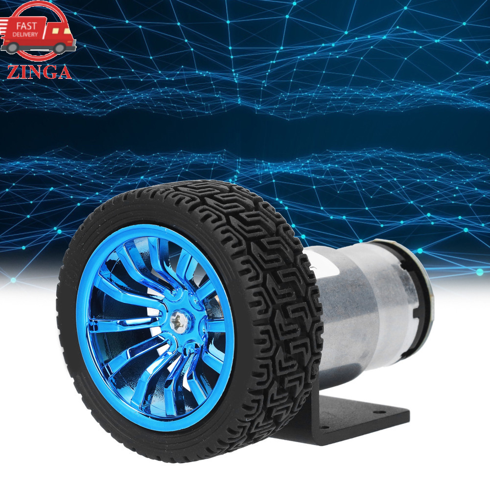 Zinga-vn Bộ động cơ mã hóa DC 12V cao cấp với bộ trục và bánh xe CW CCW cho xe cân bằng (1590RPM)
