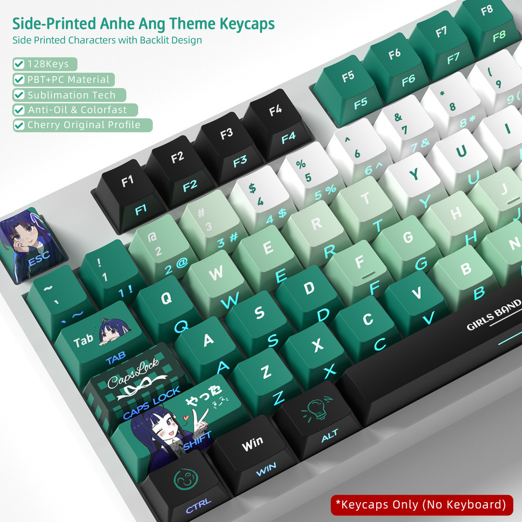 Keycaps chủ đề Anh đào in bên hông Anime Cherry Profile Shine Through PBT DYE-SUB Personal Keycaps c