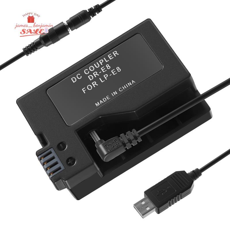 -E8 Pin Giả Với DC Power Bank Cáp Chuyển Đổi USB Thay Thế Cho LP-E8 Cho 550D 600D 650D 700D Máy Ảnh 