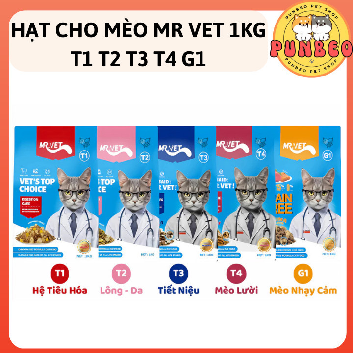 Hạt cho mèo MrVet 1Kg T3 T1 T2 Thức ăn cho mèo MrVet T3 gói 1Kg