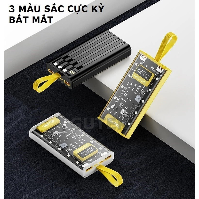 Sạc Dựng Phòng Trong Suốt 50000mAh Với 2 Cổng Sạc Nhanh 22.5w và PD 20W Kèm 4 Đầu Sạc Màn Hình LED- DL Tech | BigBuy360 - bigbuy360.vn
