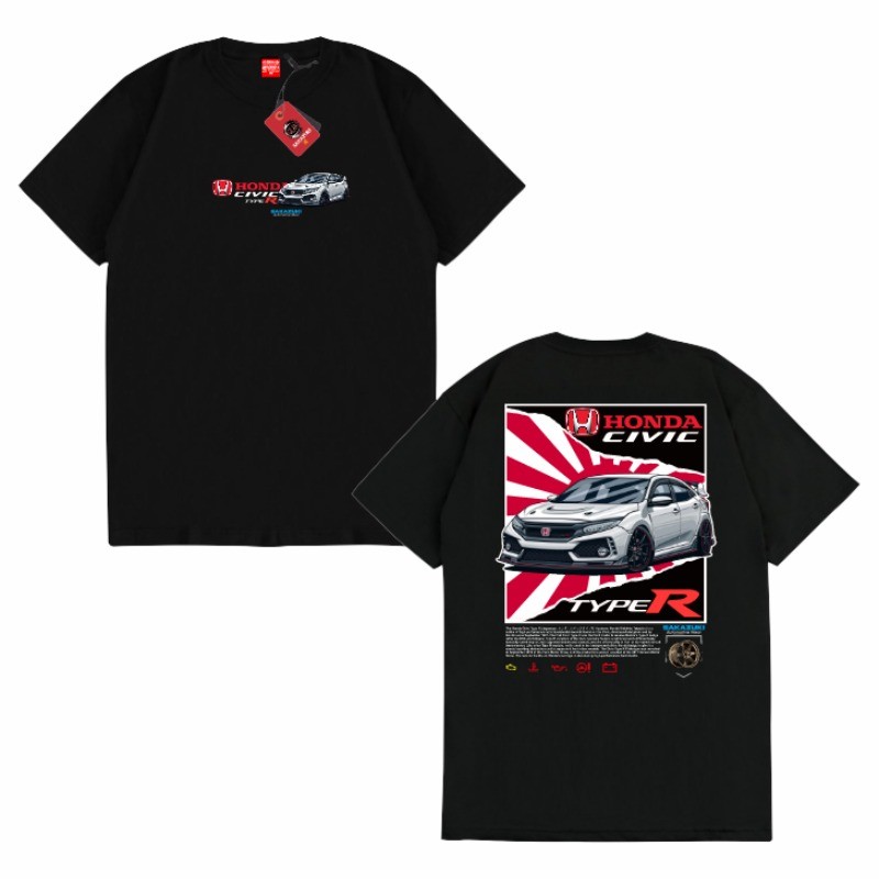 Áo Thun Honda Civic Type R FK8/JDM Racing, 100% Cotton Cao Cấp, Phù Hợp Nam Nữ