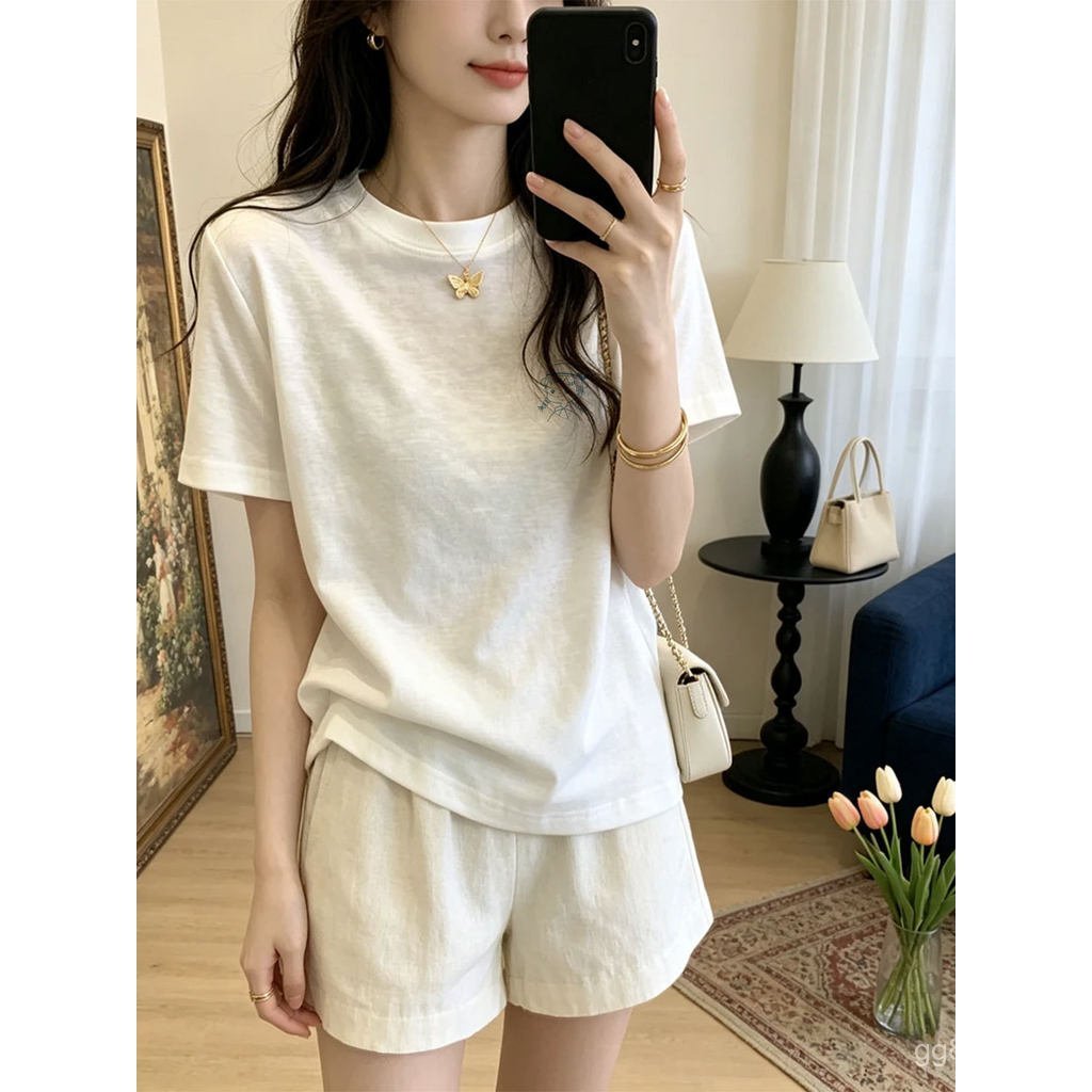 Bán Chạy Bạch Tuyết Cotton Ngắn Tay Nữ 2026 Phong Cách Mới Mùa Hè Nữ Siêu Đẹp Top Mỏng Nhẹ Sang Trọn
