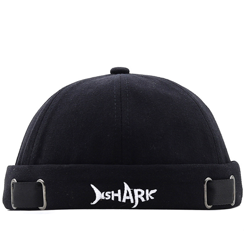 Mũ Chủ Nhà Nữ Phong Cách Mới SHARK SHARK Mũ Thêu Nam Mùa Hè Phong Cách Hồng Kông Yuppie Baotou Mũ Da