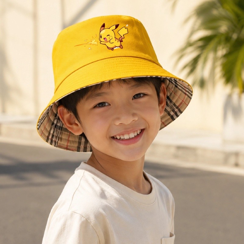 Mũ Pokemon Mũ Xô Trẻ Em Người Lớn Du Lịch Đa Năng Đi Biển Mũ Phụ Kiện Quần Áo