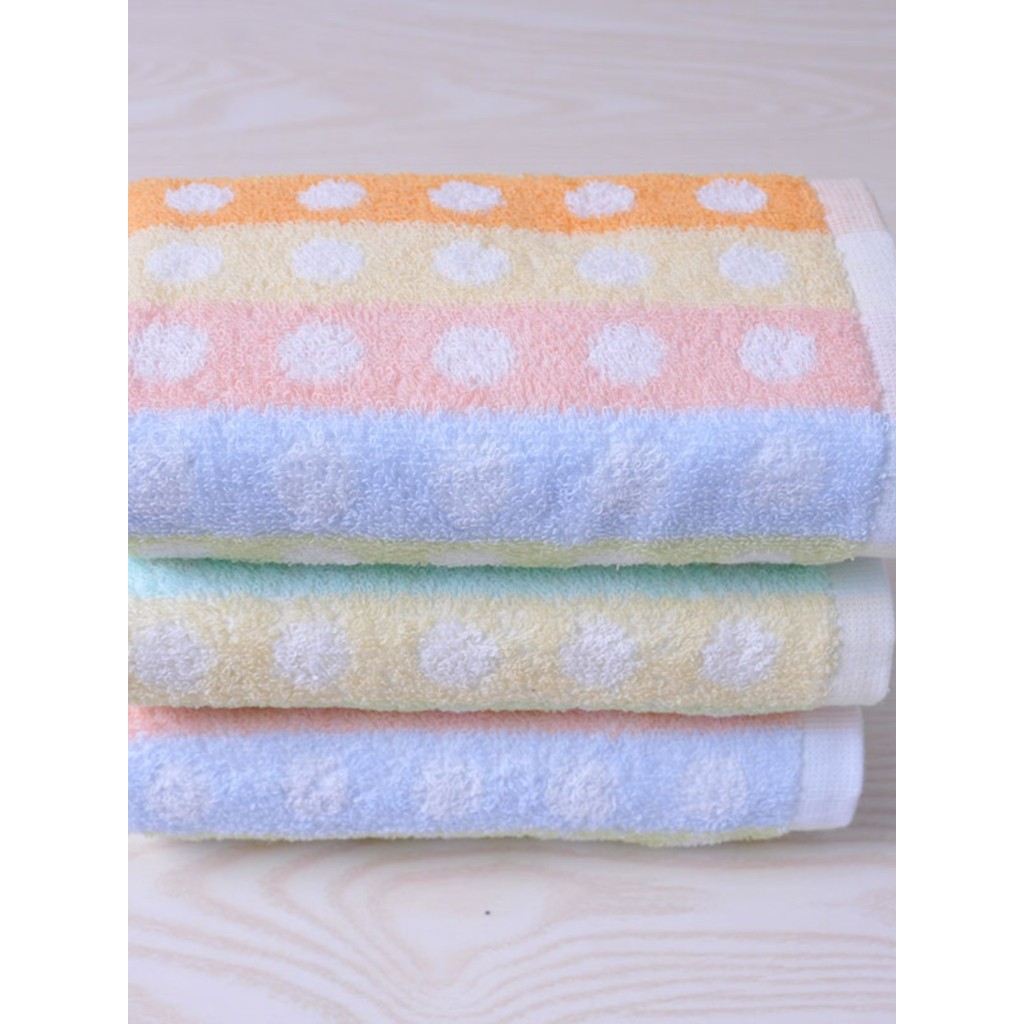 Jieyu Gói Gia Đình Phong Cách Cổ Điển Chấm Bi Khăn Mặt Cotton Nguyên Chất FR04-011F Bộ Khăn Mặt Miễn