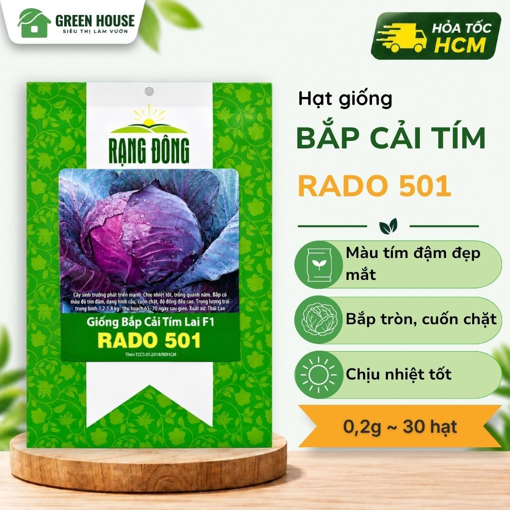 Hạt giống Bắp Cải Đỏ Tía Rado 501 Rạng Đông Seeds | Màu tím rực trộn salad đẹp, kháng bệnh tốt | Gre