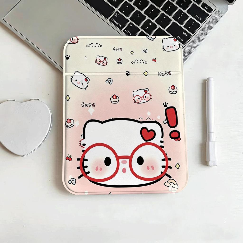 Red Frame Hello Kitty Foldable Hand Mirror Single Sided Pocket Cosmetic Gift Mirror