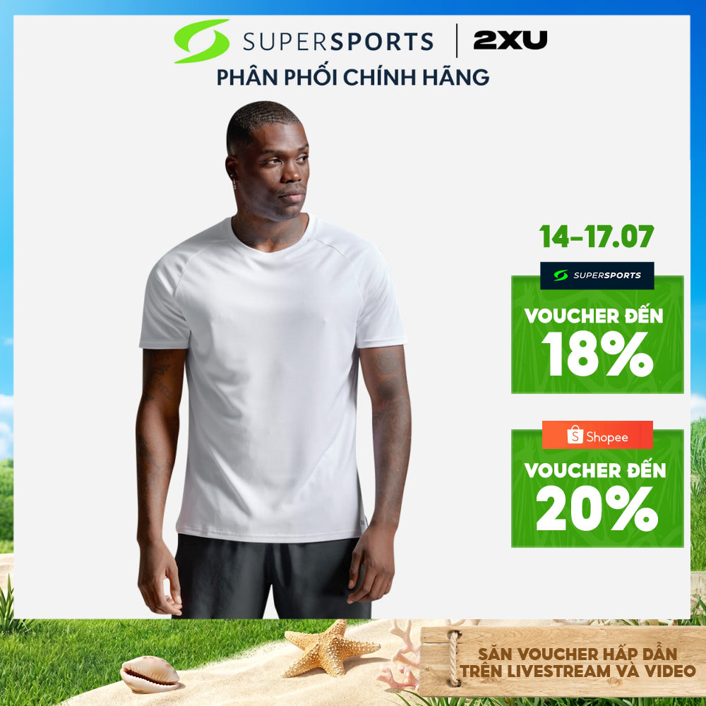 Áo Thun Nam 2XU Aero Mesh - Trắng - MR7441a-WHT/SRF