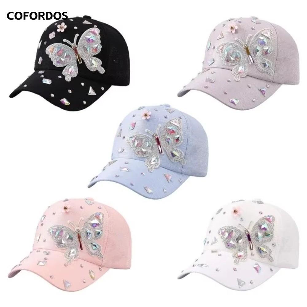 COFORDOS Mũ bóng chày đính đá, Thiết kế bướm Mũ bóng chày bướm thoáng khí, Quà tặng Mũ bóng chày lấp