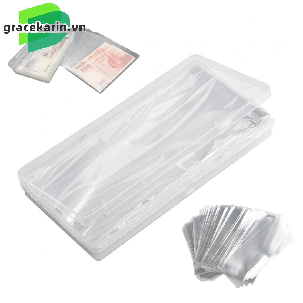 [GRCEKRIN-VN]Case Holder Plastic Collection Money 100PC Currency Banknote Clear Hot