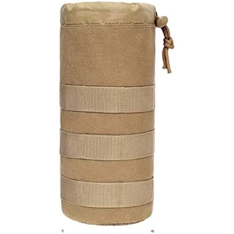 Water Bottle Sleeve Bag Molle Pouch Camping Bottle Carrier Holder for Backpack Hiking Cycling Brown 