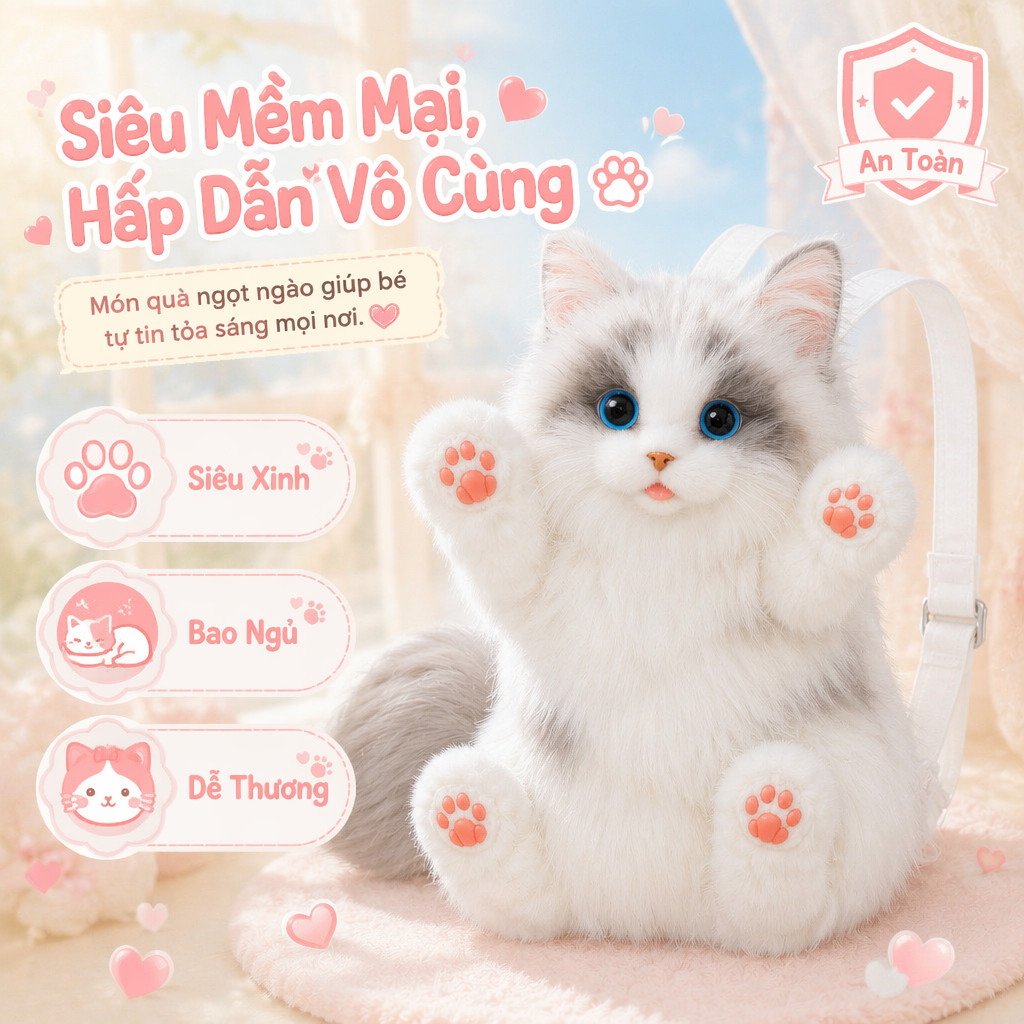 Balo Thú Cưng Hình Mèo Bối Công Giả Sim Balo Mèo Tam Hoa Balo Mèo Fluffy Balo Mèo Lông Dài Balo Mèo 