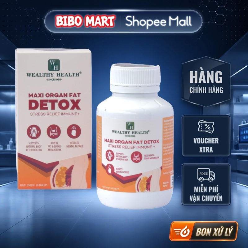 Viên Uống Wealthy Heatth Maxi Organ Fat Detox Hỗ Trợ Chuyển Hóa Mỡ Nội Tạng 60 Viên - Bibo Mart