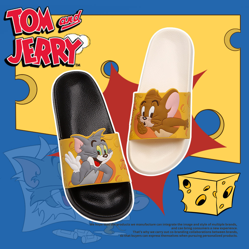 Phim hoạt hình cao cấp nổi bật Tom Cat Jerry Mouse Ins Cat and Mouse Dép Nam Nữ Mặc ngoài trời Cặp đ