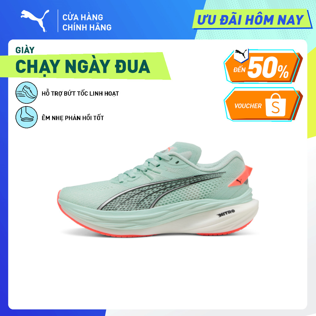 Giày Chạy Bộ PUMA Nữ Deviate NITRO 3 WNS Peaceful Blue-Glowing Red Màu Xanh