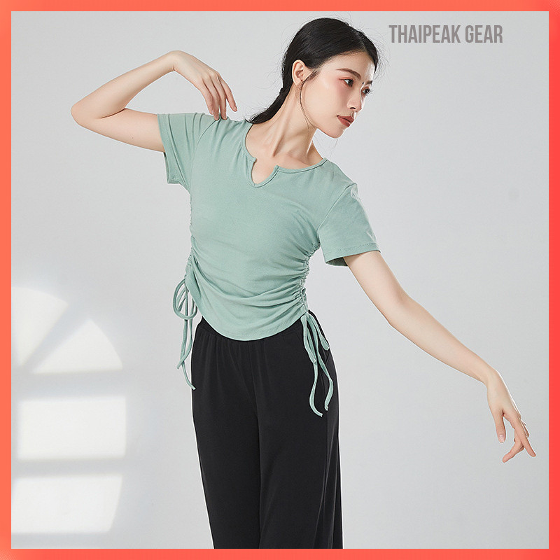 Áo ngắn tay vai trước, Quần áo tập Yoga dây rút 4BJL
