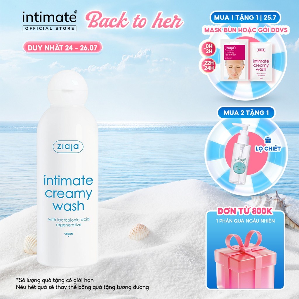 (LS) Dung Dịch Vệ Sinh Phụ Nữ ZIAJA Intimate With Lactobionic Acid Khử Mùi, Tăng Đàn Hồi Cho Da 200m