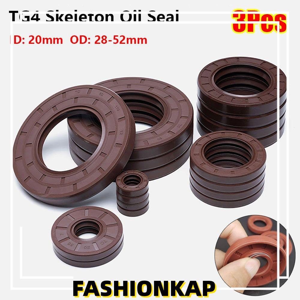 IFASHIONKA 3 Con dấu dầu FKM Skeleton, FKM Fluoro Rubber ID 20mm OD 28-52mm TC FB TG4 Oil Seal, Con 