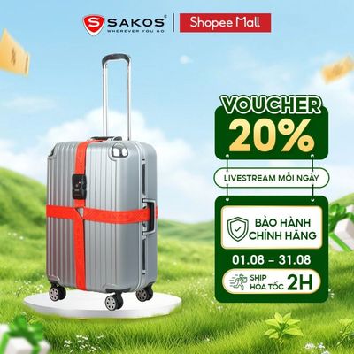 Dây Đai Khóa Hành Lý Du Lịch Cao Cấp SAKOS King Lock 2 Khóa TSA Bảo Mật Chống Thất Lạ 2 Chiều Đa Năng