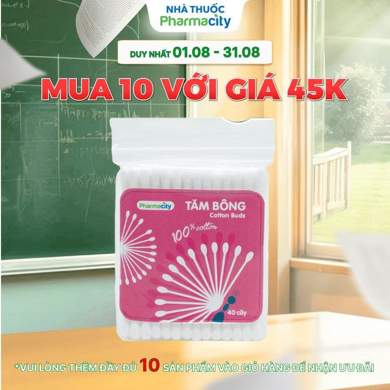 Tăm bông người lớn Pharmacity (40 cây/gói)