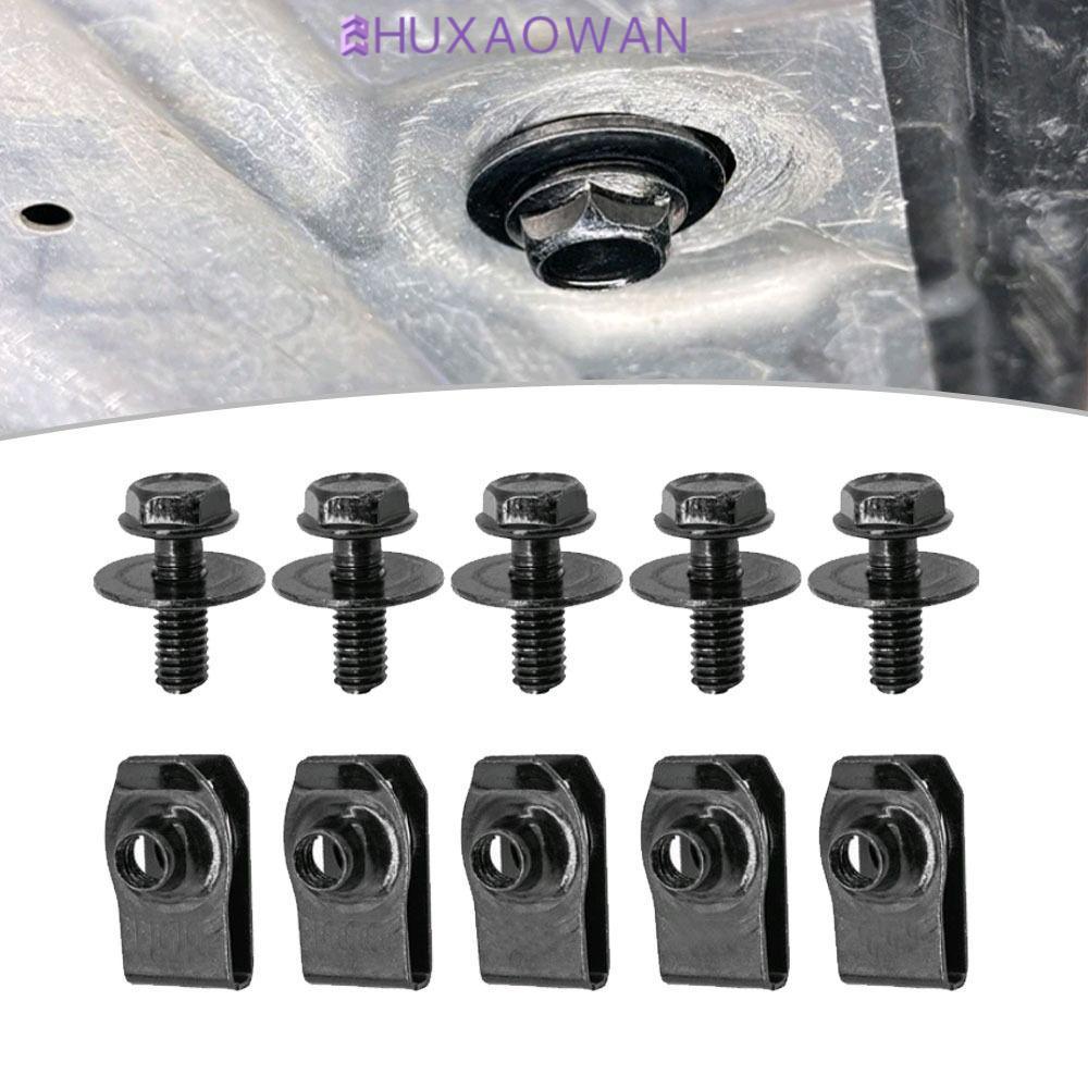 ZHUXAOWAN 5 / 10 chiếc Kẹp đai ốc ô tô, M6 Splash Shield Guard Bu lông thân xe, Splash Shield Guard 