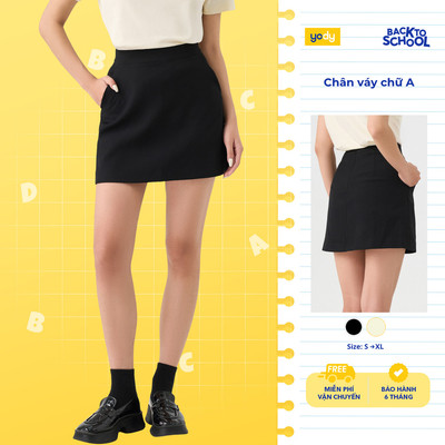 Chân váy chữ A nữ YODY vải Tuýt si thấm hút tốt, mềm mịn, có quần lót trong WOSK26A001