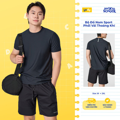 Set đồ nam Yody Sport bộ áo quần phối vải thoáng khí, hạn chế mùi, co giãn MAST25S052