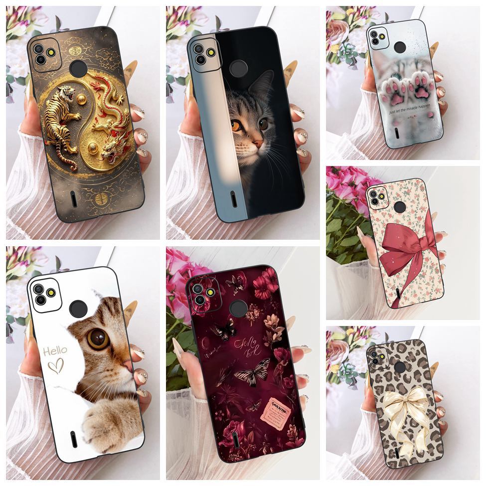 Dành Cho Tecno Pop5 BD2 BD2d BD2p BD3 BD1 Vỏ Cho Techno Pop 5 Ốp Lưng Silicon Mèo Dễ Thương Hoa Sang