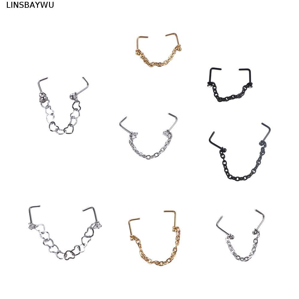 LINSBAYWU Mũi Xuyên Nhẫn Nam Hip Hop Kim Cương Giả Nostril Bóng Bông Tai Xuyên Septum Nhẫn Septum Nh