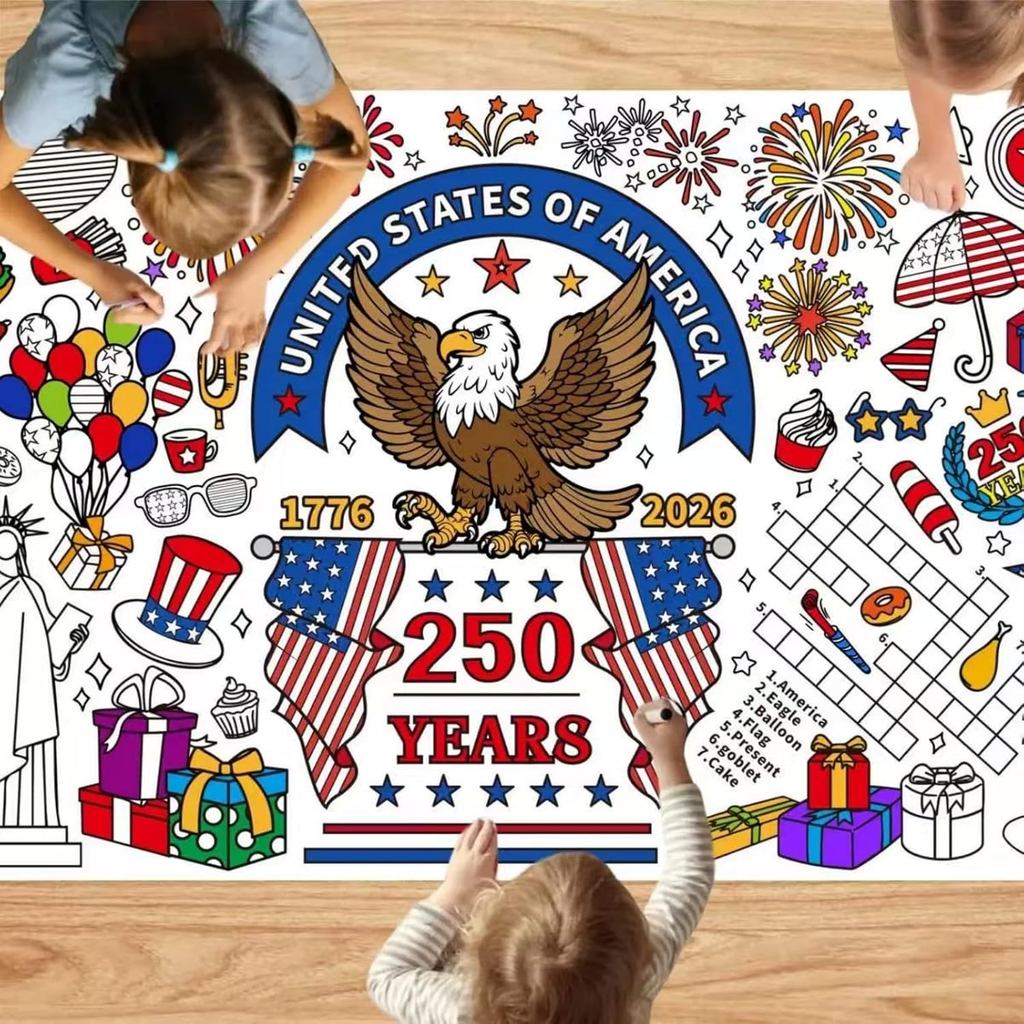 Lummitwit 4th of July Áp phích tô màu khổng lồ / Khăn trải bàn, 31 "* 72" 250 Kỷ niệm Hoa Kỳ Áp phíc