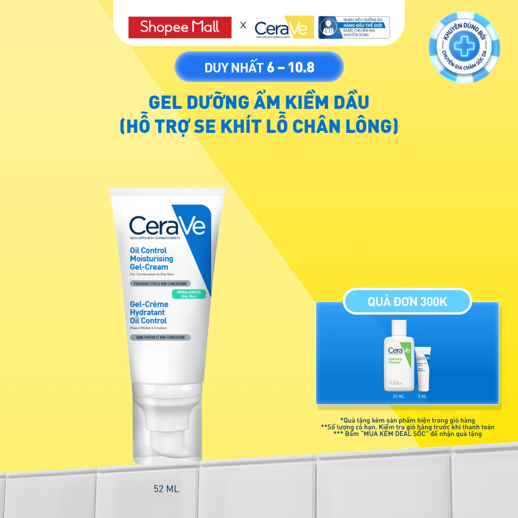 Gel dưỡng ẩm kiềm dầu 8H CeraVe Oil Control Gel-cream 52ml