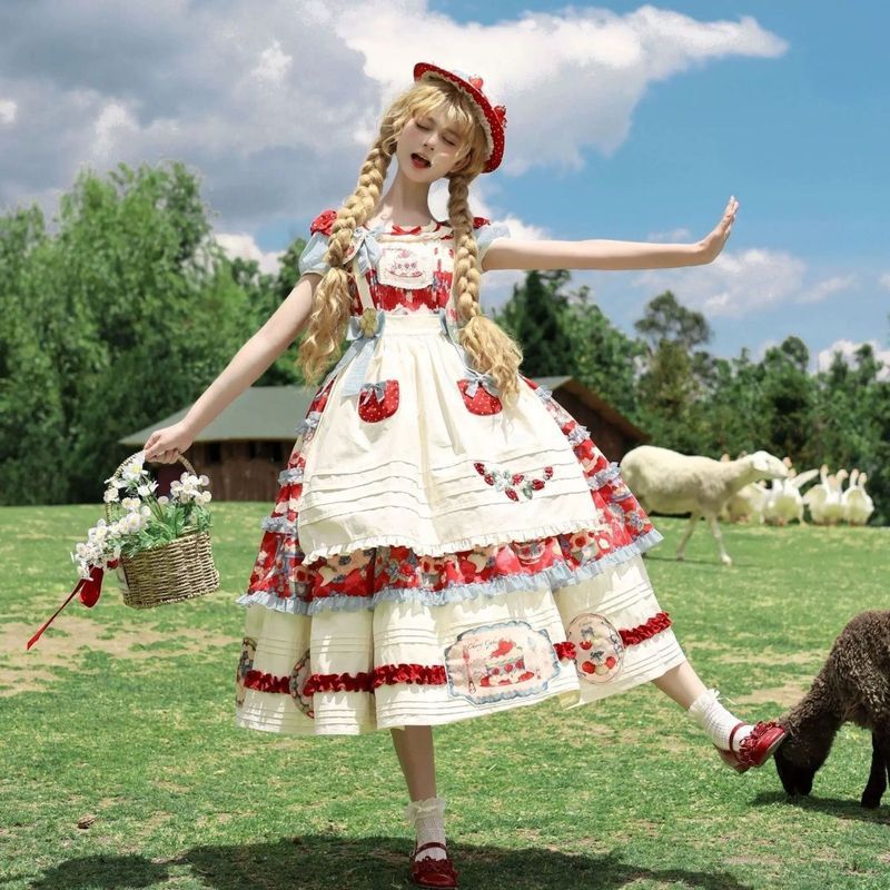 Dâu Tháp lolita Đầm op lolita Tinh Tế Đầm Công Chúa Thêu Mori Đầm jsk Thu Đông
