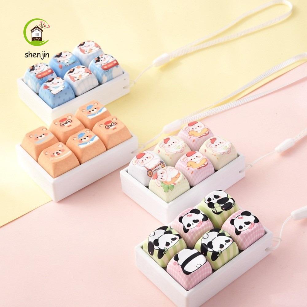 shenjin SHENJIN Bàn Clicker Đồ Chơi Móc Khóa, Động Vật Hoạt Hình Sáng Tạo Keycap Fidget Móc Khóa, Nú