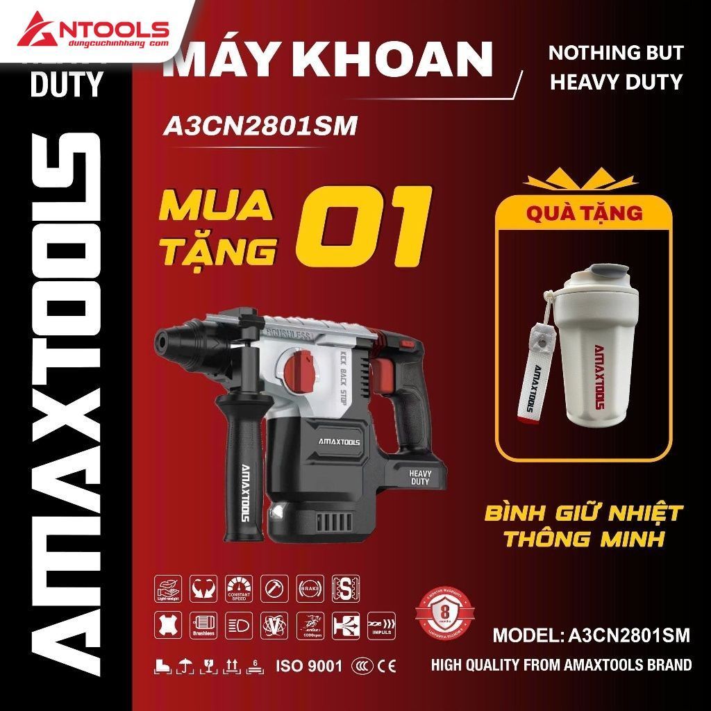 MÁY KHOAN BÊ TÔNG 3 CHỨC NĂNG AMAXTOOLS A3CN2801 SM 2.9J