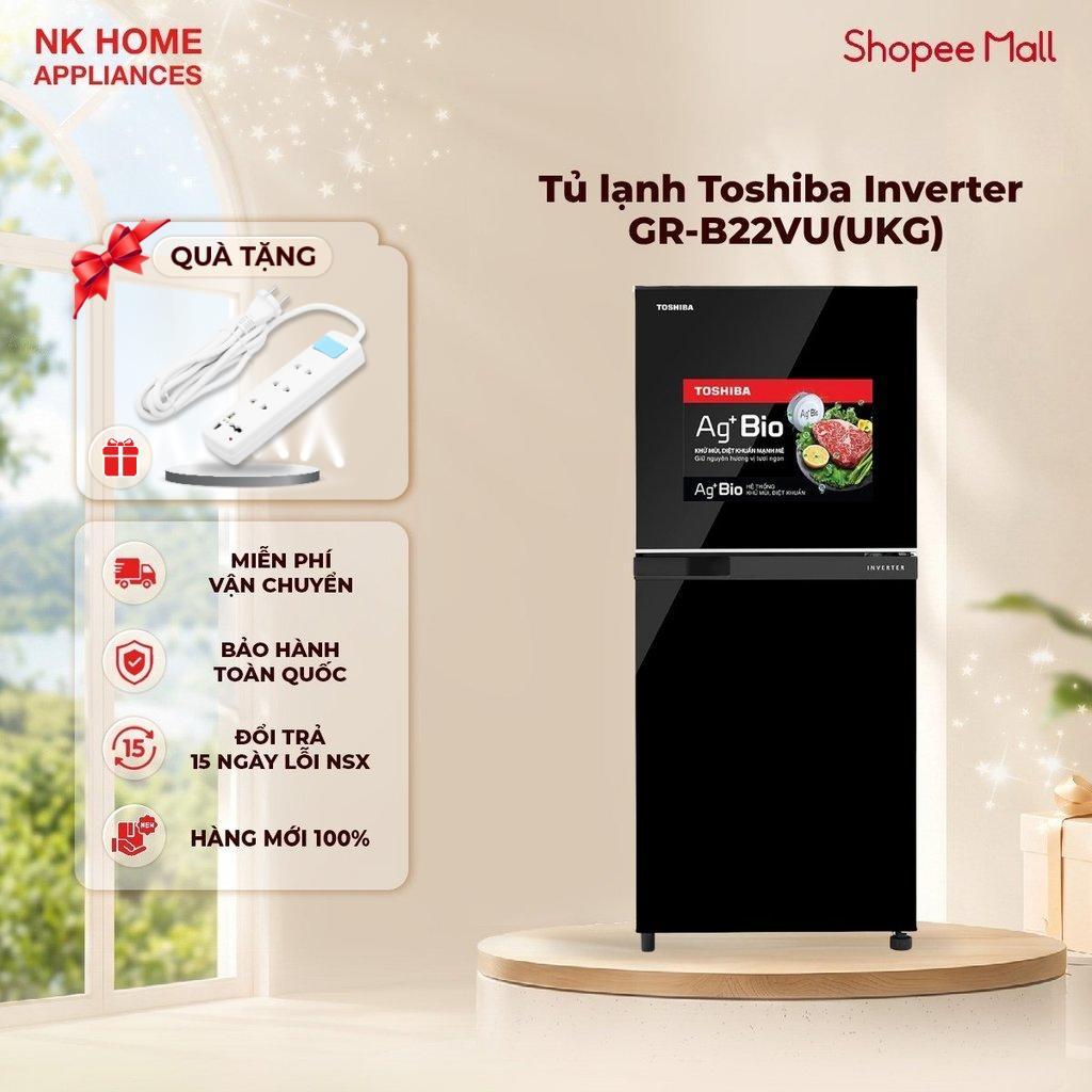 [Shopee - Lắp đặt 0Đ HN HCM] Tủ lạnh Toshiba Inverter 180 lít GR-B22VU(UKG) - Bảo hành 24 tháng