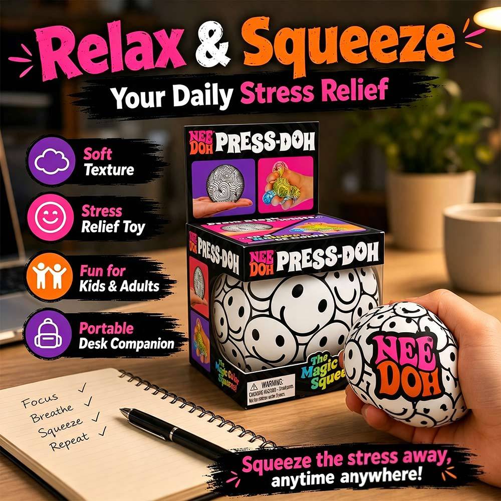 NEE DOH Smile Face Press‑Doh Squishy Ball Color‑Shift Fidget Toy For Relaxing Play And Gentle Stress