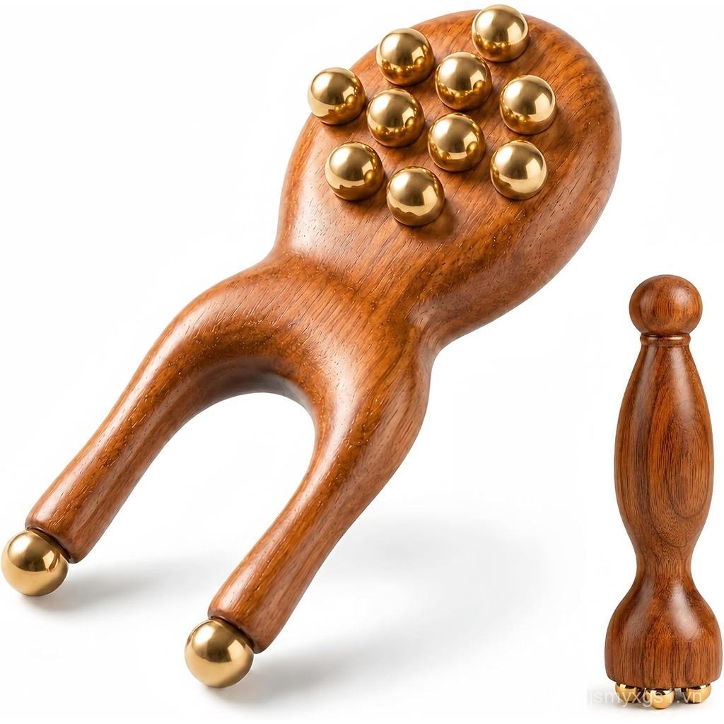 BIRZOOScarabAcupressureTool & EyeMassageRoller, TMJProductsforJaw, Jawline & FacialMassageTool, Wood