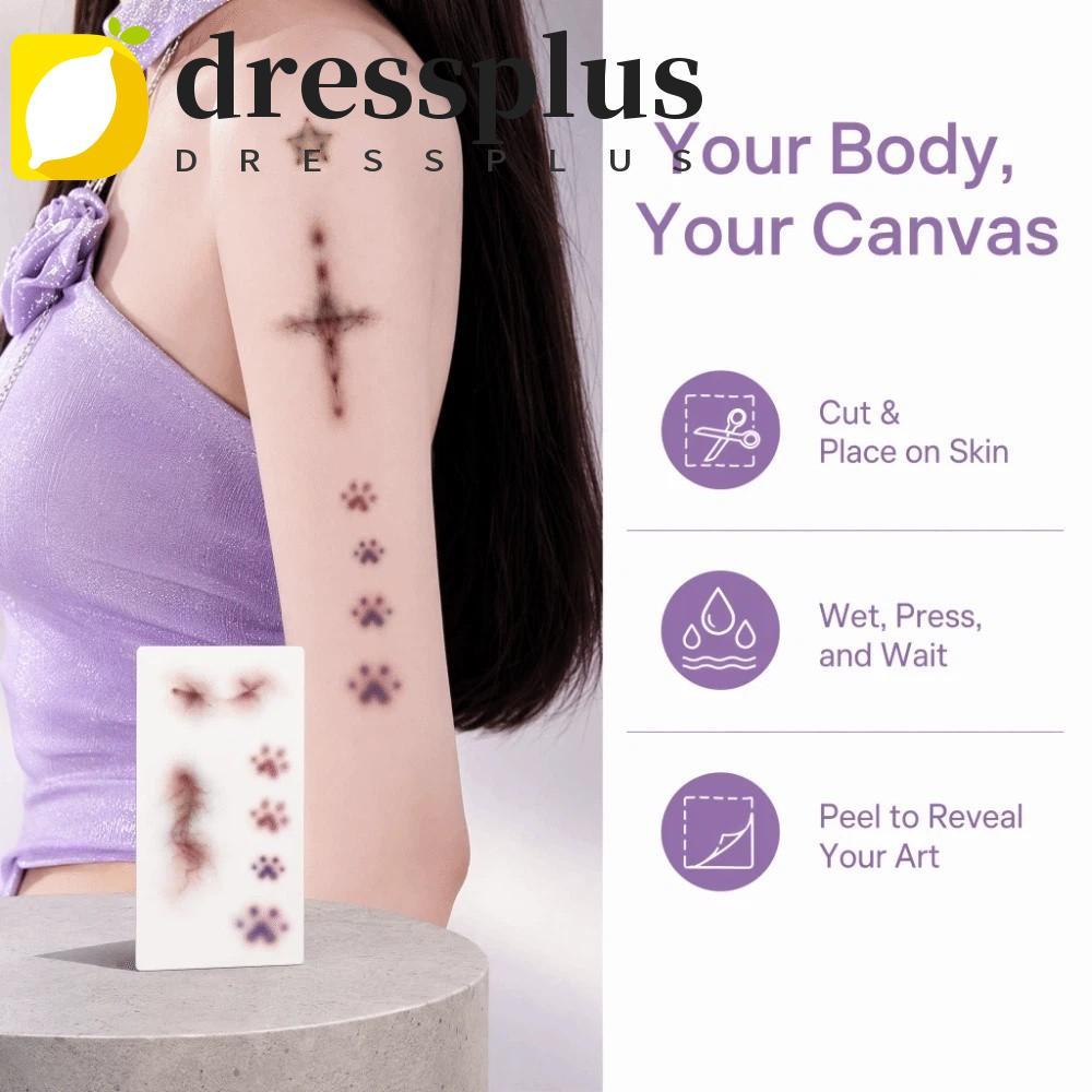 DRESSPLUS Bruise Tattoo Sticker, Cat Paws Cross Body Art Tattoo Sticker, Gothic Stars Trái Tim Tình 
