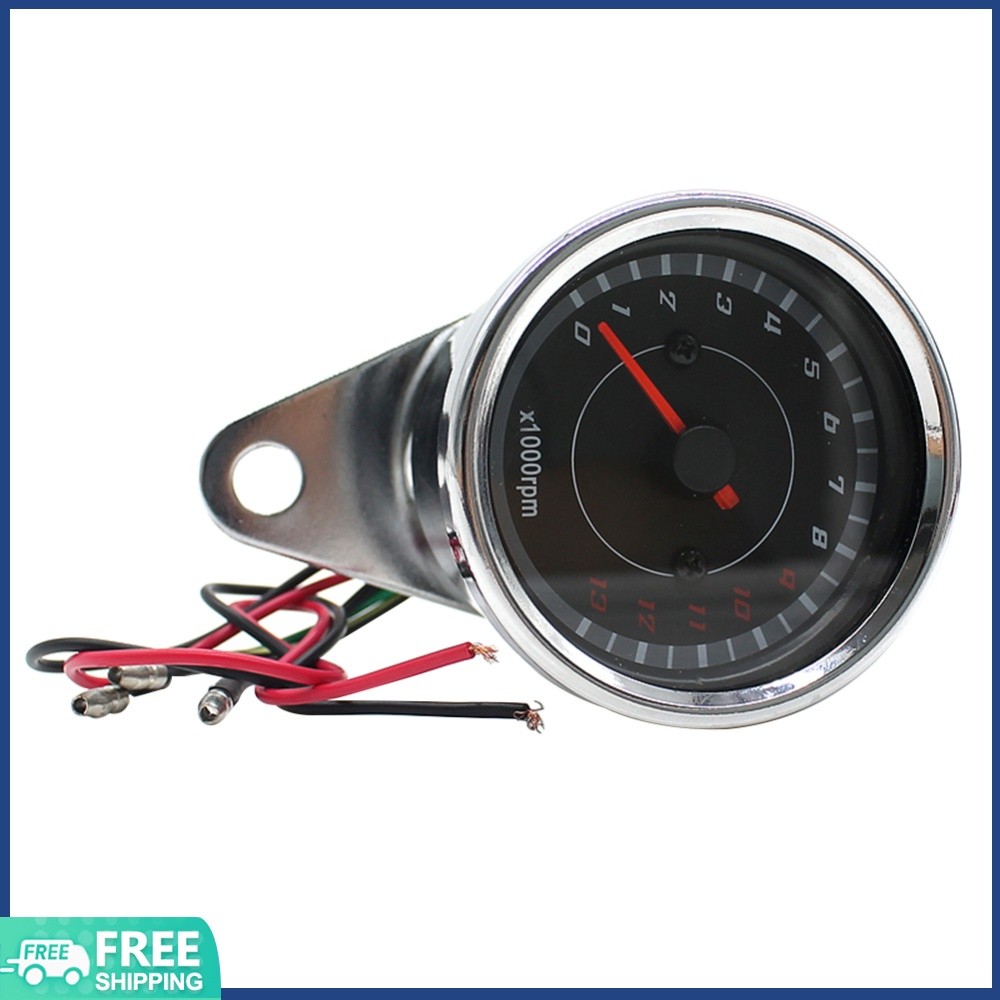 Siêu danh dự☄ DC 12V Đa Năng Xe Máy Tachometer Xanh LED Đèn Nền 1000RPM Analog Tachometer Đồng Hồ Tố
