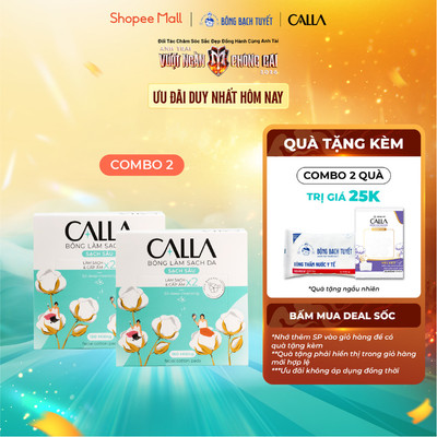 Combo 2 Hộp Bông Tẩy trang làm sạch da Calla Sạch Sâu 150 miếng/hộp