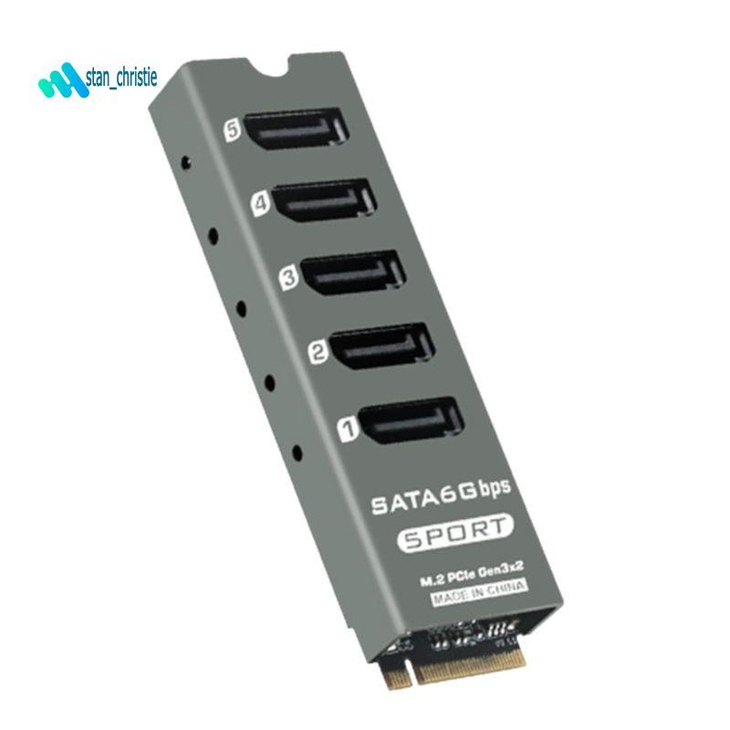 JMB585 M. Bộ chuyển đổi nâng thẻ mở rộng 2 PCIe sang 5 cổng SATA3.0 cho máy tính Hỗ trợ chức năng PM