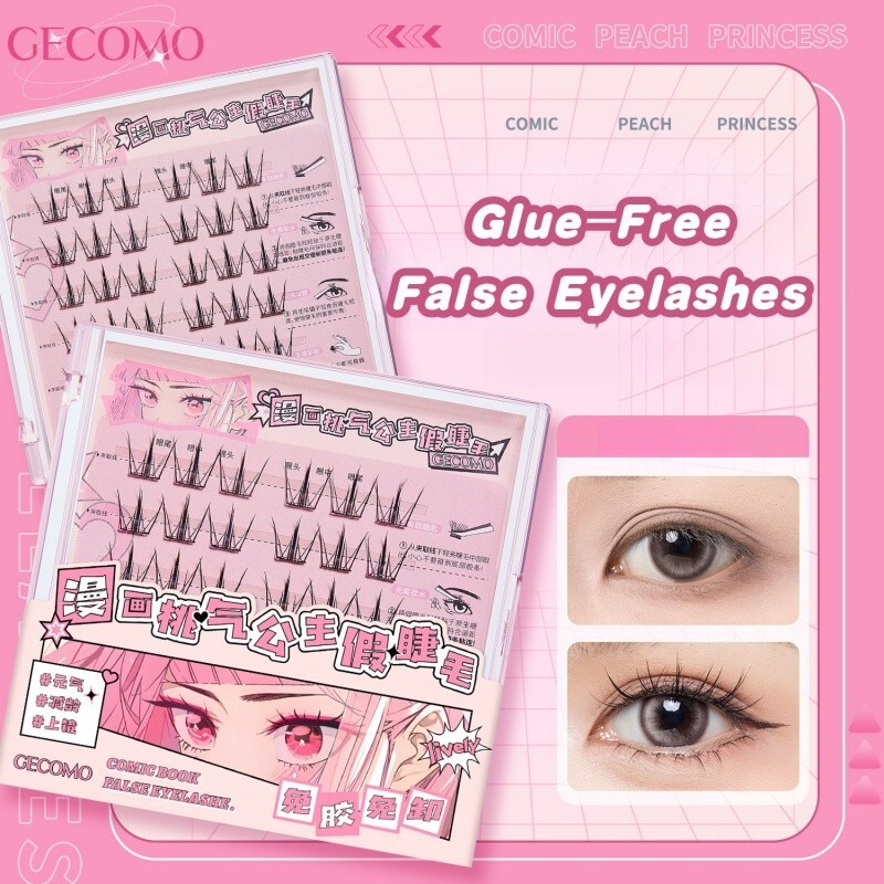 ❆ ❈ * GECOMO Lông mi giả Truyện tranh Lông mi giả không keo Mô phỏng Cụm lông mi dày đơn