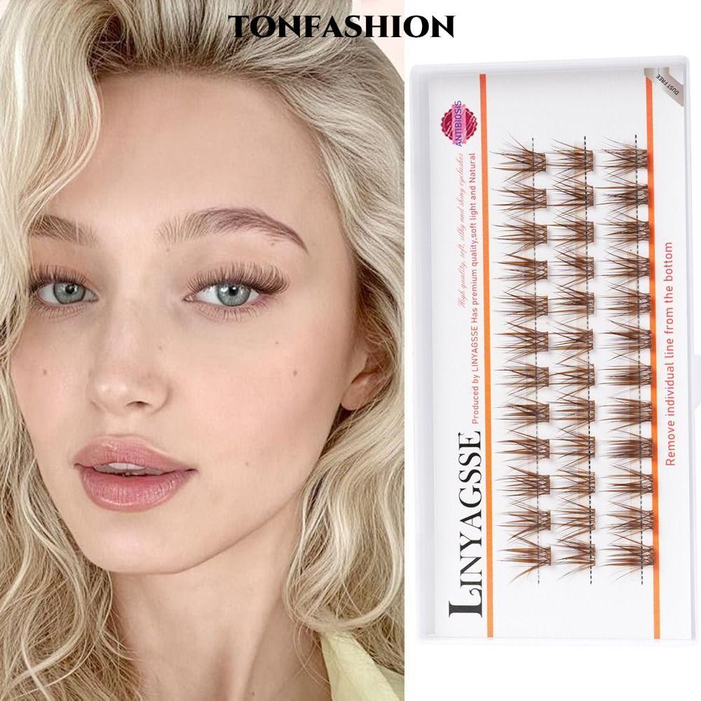 Lông mi cá nhân TONFASHION, dài 11 ~ 15mm C / D Curl Brown Anime Cluster Mi, Công cụ mở rộng lông mi