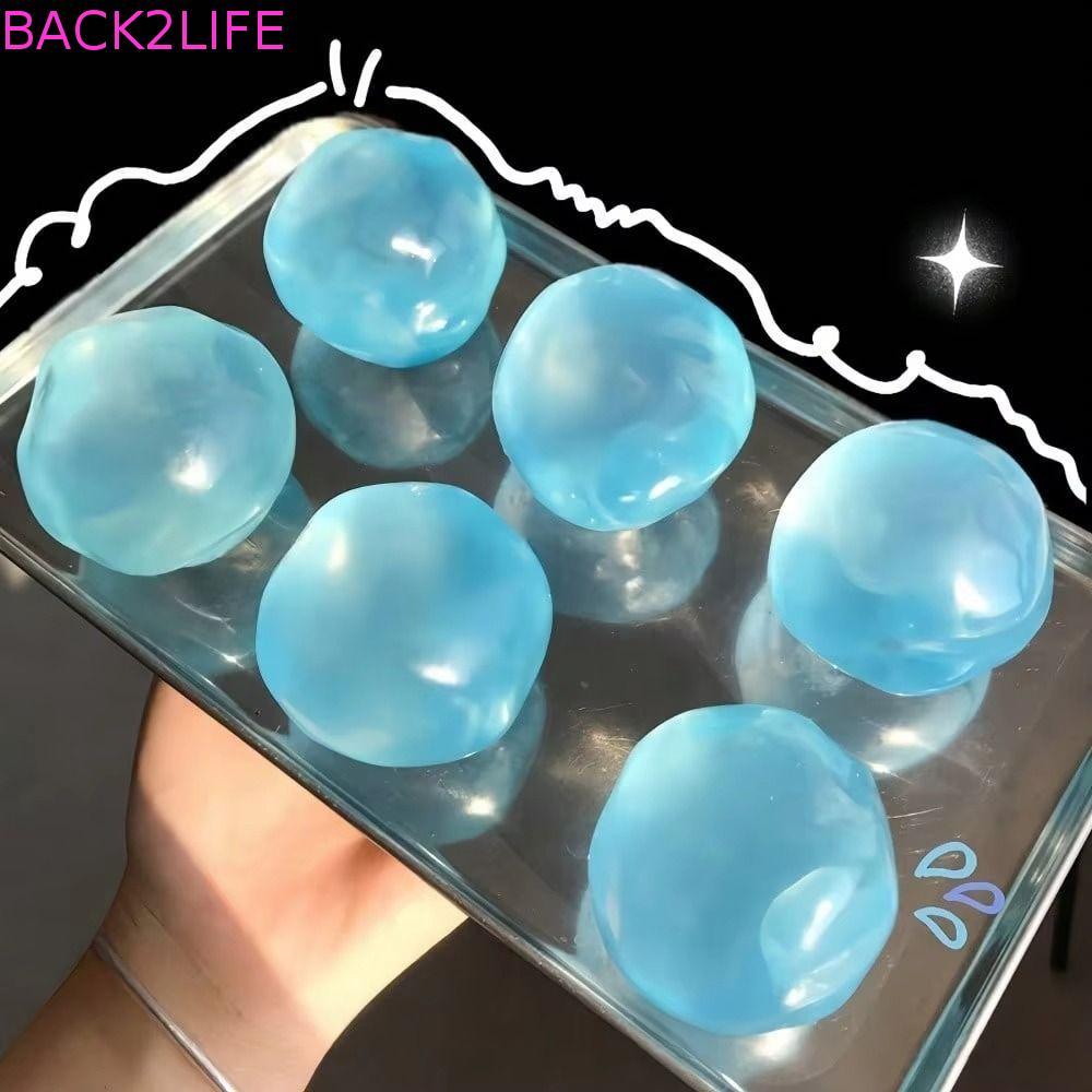 BACK2LIFE Dầu dừa Squishy Ball, Bóng trong suốt màu xanh Đồ chơi bóp nhanh, Đồ chơi nhào mềm trong s