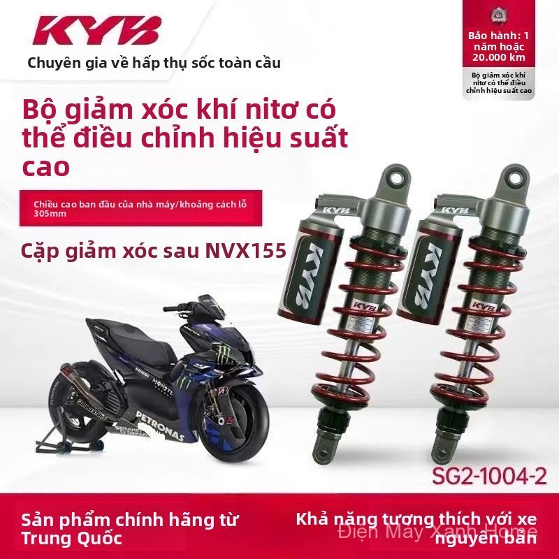 Phuộc sau KYB chính hãng điều chỉnh được cho Yamaha NMAX155/NVX155 độ xe