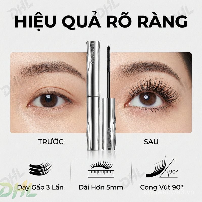 Mascara chống thấm nước, không nhòe, làm dày và uốn mi, không co thắt BHI1
