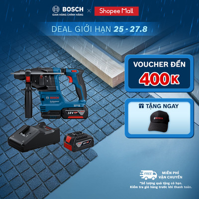 Máy khoan và đục Bosch GBH 185-LI + Bộ Sạc GAL 18V-40 và 1 Pin GBA 4.0Ah