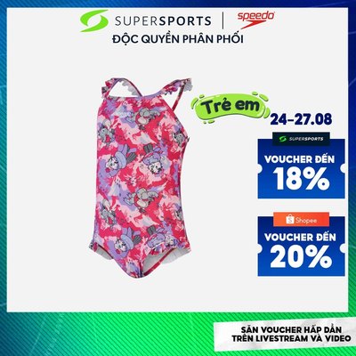Đồ Bơi Một Mảnh Bé Gái Speedo Learn To Swim Digital Frill Thinstrap - Hồng - 8-00314614807