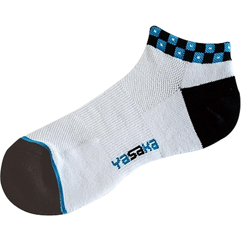 Yasaka Table Tennis Square Y Ankle Socks - Stretchable, Available in Black/Sax, Black/Red, Blue/Sax,